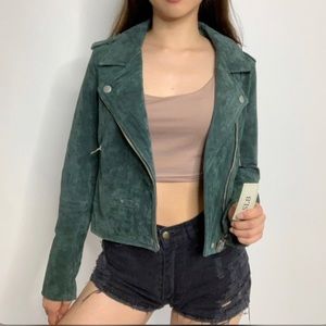 SL8 Blank NYC Dark Green Suede Moto Jacket Size Large